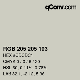 カラーコード: RGB 205 205 193 | qconv.com