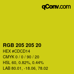 Color code: RGB 205 205 20 | qconv.com