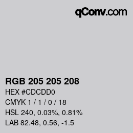 カラーコード: RGB 205 205 208 | qconv.com