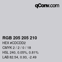 Farbcode: RGB 205 205 210 | qconv.com