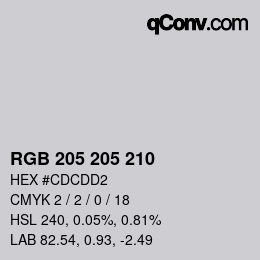 Code couleur: RGB 205 205 210 | qconv.com