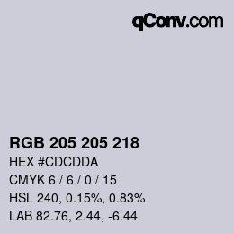 颜色代码: RGB 205 205 218 | qconv.com