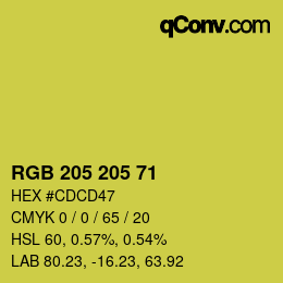 Color code: RGB 205 205 71 | qconv.com