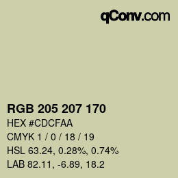 Color code: RGB 205 207 170 | qconv.com