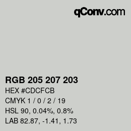 Color code: RGB 205 207 203 | qconv.com