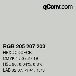 颜色代码: RGB 205 207 203 | qconv.com