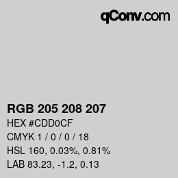 Código de color: RGB 205 208 207 | qconv.com