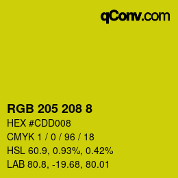 Color code: RGB 205 208 8 | qconv.com