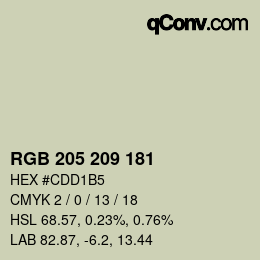 カラーコード: RGB 205 209 181 | qconv.com