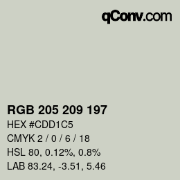 Color code: RGB 205 209 197 | qconv.com