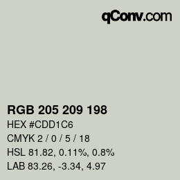 Color code: RGB 205 209 198 | qconv.com