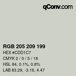 Código de color: RGB 205 209 199 | qconv.com