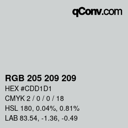 カラーコード: RGB 205 209 209 | qconv.com