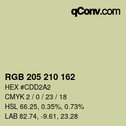 Color code: RGB 205 210 162 | qconv.com