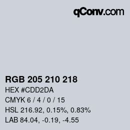 Color code: RGB 205 210 218 | qconv.com