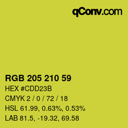 Color code: RGB 205 210 59 | qconv.com