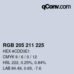 颜色代码: RGB 205 211 225 | qconv.com