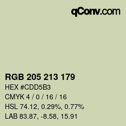 颜色代码: RGB 205 213 179 | qconv.com