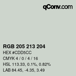 Color code: RGB 205 213 204 | qconv.com