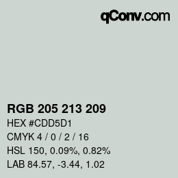 Código de color: RGB 205 213 209 | qconv.com