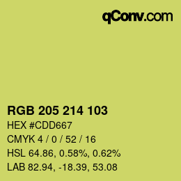 Color code: RGB 205 214 103 | qconv.com