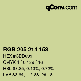 Color code: RGB 205 214 153 | qconv.com