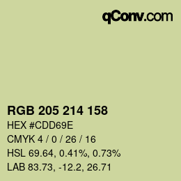 カラーコード: RGB 205 214 158 | qconv.com