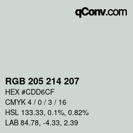 颜色代码: RGB 205 214 207 | qconv.com