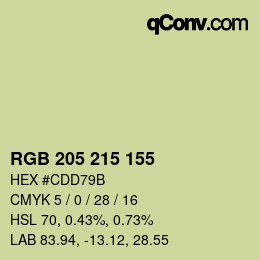 カラーコード: RGB 205 215 155 | qconv.com