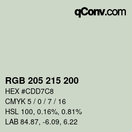 カラーコード: RGB 205 215 200 | qconv.com