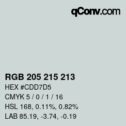 Farbcode: RGB 205 215 213 | qconv.com