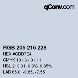 Código de color: RGB 205 215 228 | qconv.com