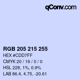 Color code: RGB 205 215 255 | qconv.com