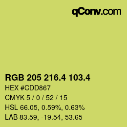 カラーコード: RGB 205 216.4 103.4 | qconv.com