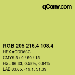 カラーコード: RGB 205 216.4 108.4 | qconv.com