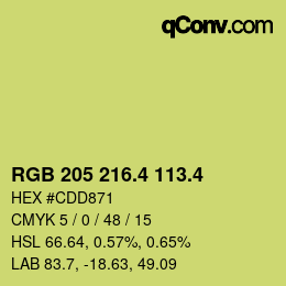 カラーコード: RGB 205 216.4 113.4 | qconv.com