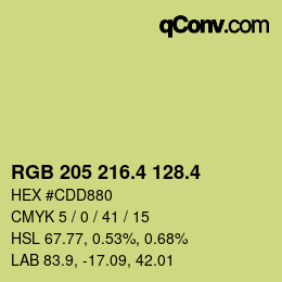 カラーコード: RGB 205 216.4 128.4 | qconv.com