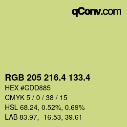 カラーコード: RGB 205 216.4 133.4 | qconv.com