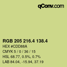 カラーコード: RGB 205 216.4 138.4 | qconv.com