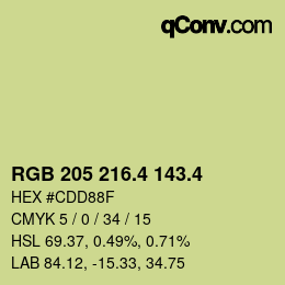 カラーコード: RGB 205 216.4 143.4 | qconv.com