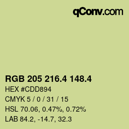 カラーコード: RGB 205 216.4 148.4 | qconv.com