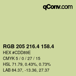 カラーコード: RGB 205 216.4 158.4 | qconv.com
