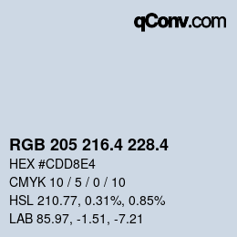 カラーコード: RGB 205 216.4 228.4 | qconv.com