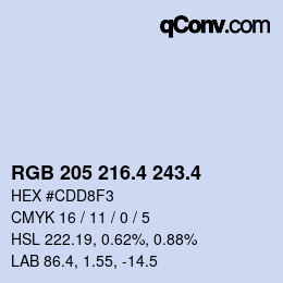 カラーコード: RGB 205 216.4 243.4 | qconv.com