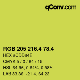 カラーコード: RGB 205 216.4 78.4 | qconv.com