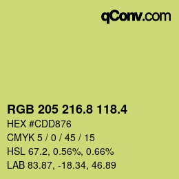 カラーコード: RGB 205 216.8 118.4 | qconv.com
