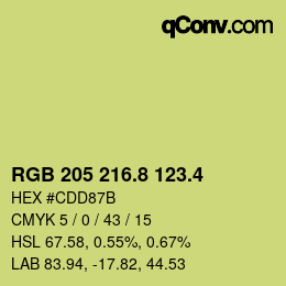 カラーコード: RGB 205 216.8 123.4 | qconv.com
