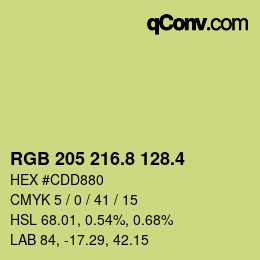 カラーコード: RGB 205 216.8 128.4 | qconv.com