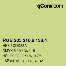 カラーコード: RGB 205 216.8 138.4 | qconv.com