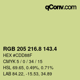 カラーコード: RGB 205 216.8 143.4 | qconv.com